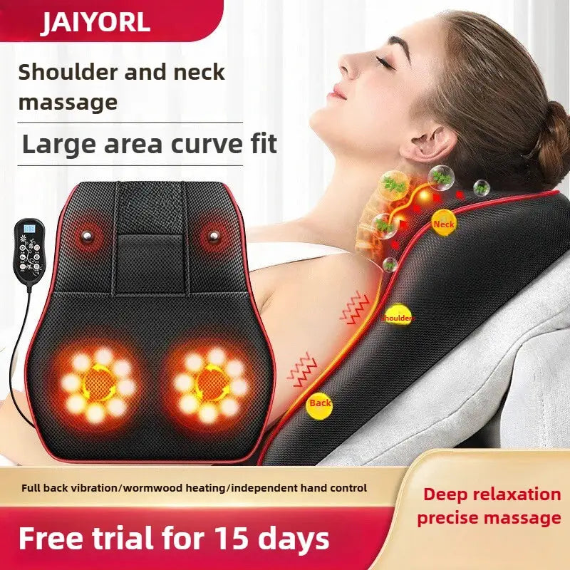 Neck massager pillow with heating, vibrating Shiatsu and airbag traction by Simples Market