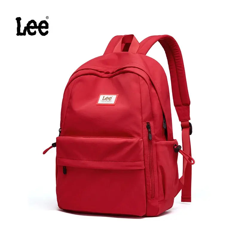 Lee Lightweight 16-inch laptop backpack in red with front pocket, Oxford fabric