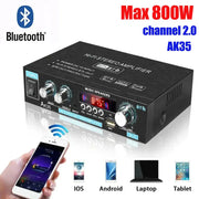 HiFi Digital AK35 Bluetooth Amplifier 2.0 Channel MP3 Sound AMP 110V 240V For Home And Car FM USB Remote Control