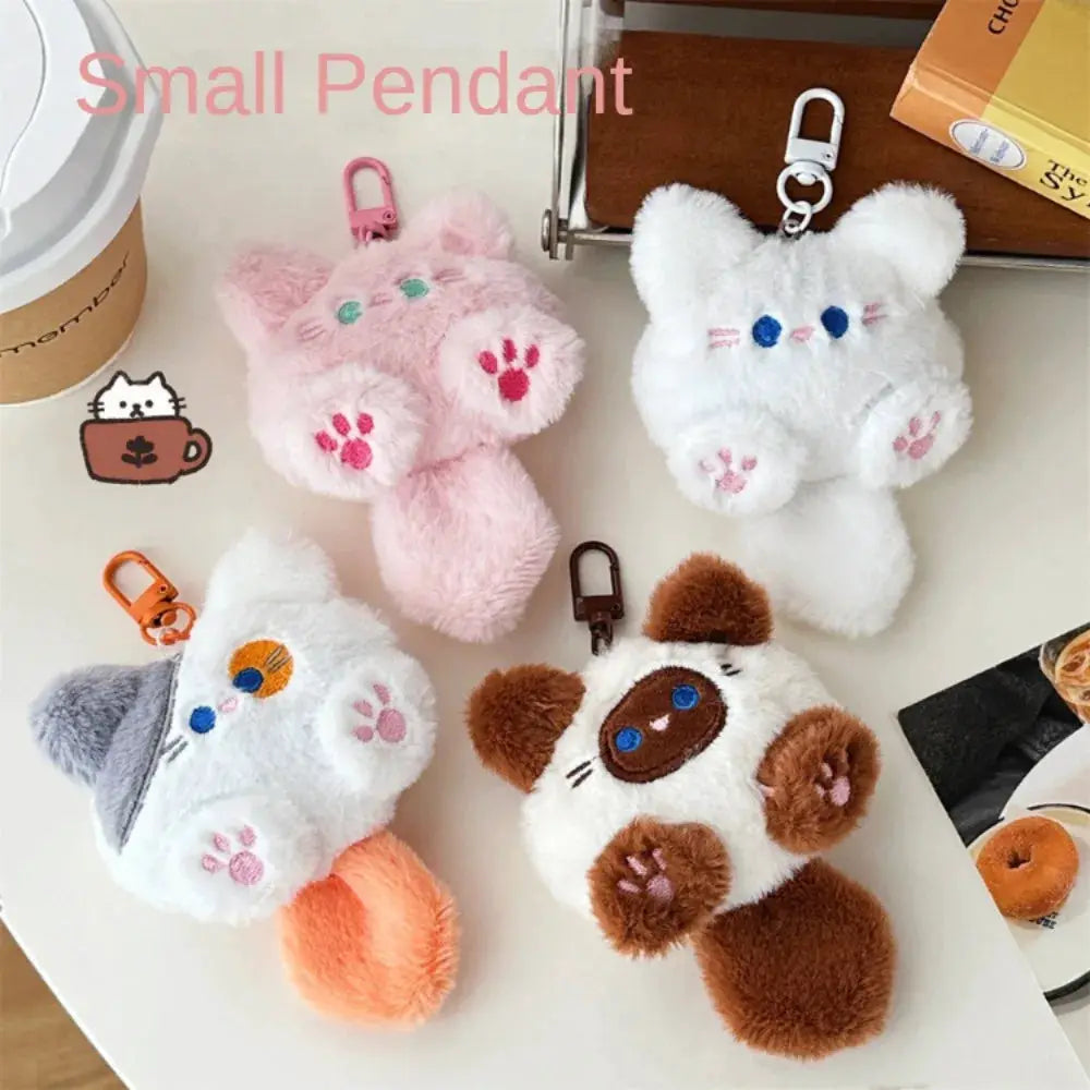 Cute Plush Cat Doll Pendant For Backpacks And Bags Soft Rabbit Fur Animal Charm Keychain Gift For Girls