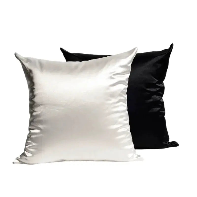 Simples Market satin pillowcases, two solid cream and black cushion covers in 50x50 cm and 60x60 cm