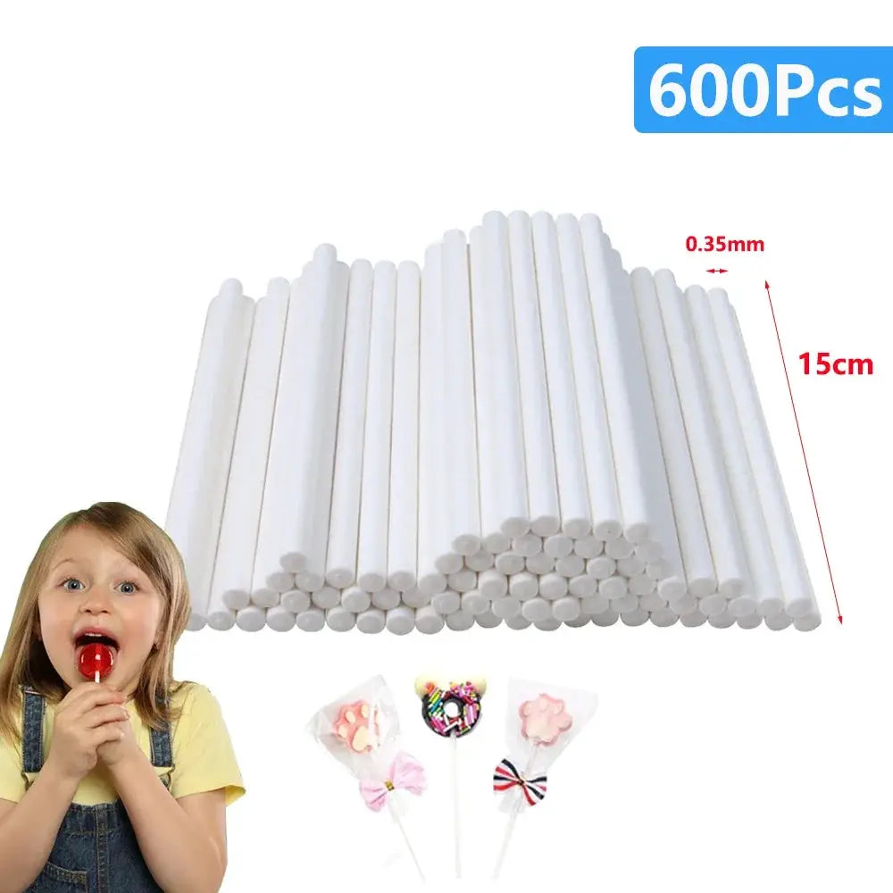 White Paper Lollipop Sticks Solid Core 20 To 1500 Pcs For Cake Pops Party Desserts Candy Making