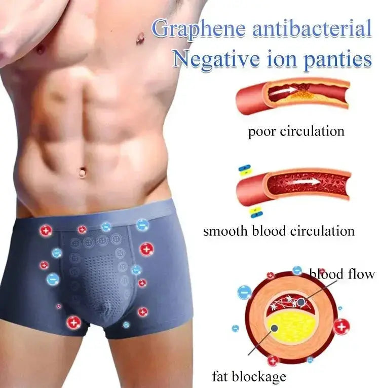Men's blue boxer shorts, mid-rise breathable underwear with massage texture - Simples Market