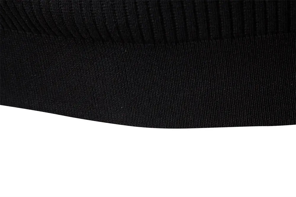 AIOPESON men's ribbed polo shirt with button placket, black knit fabric