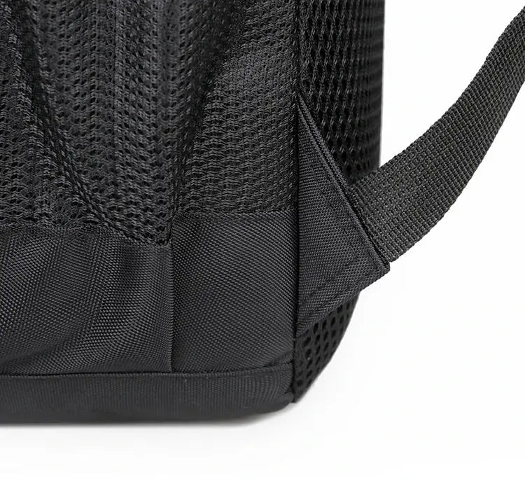 Backpack by Simples Market in black with padded mesh back and adjustable strap