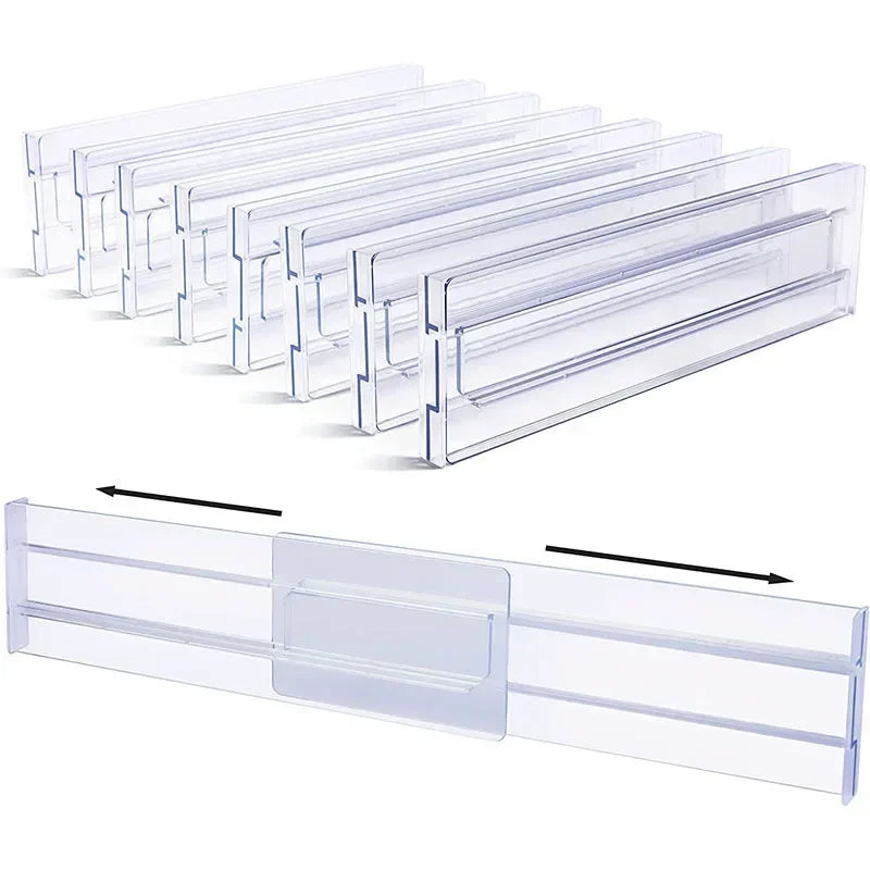 Simples Market clear plastic expandable drawer dividers, set of 8 for kitchen drawers