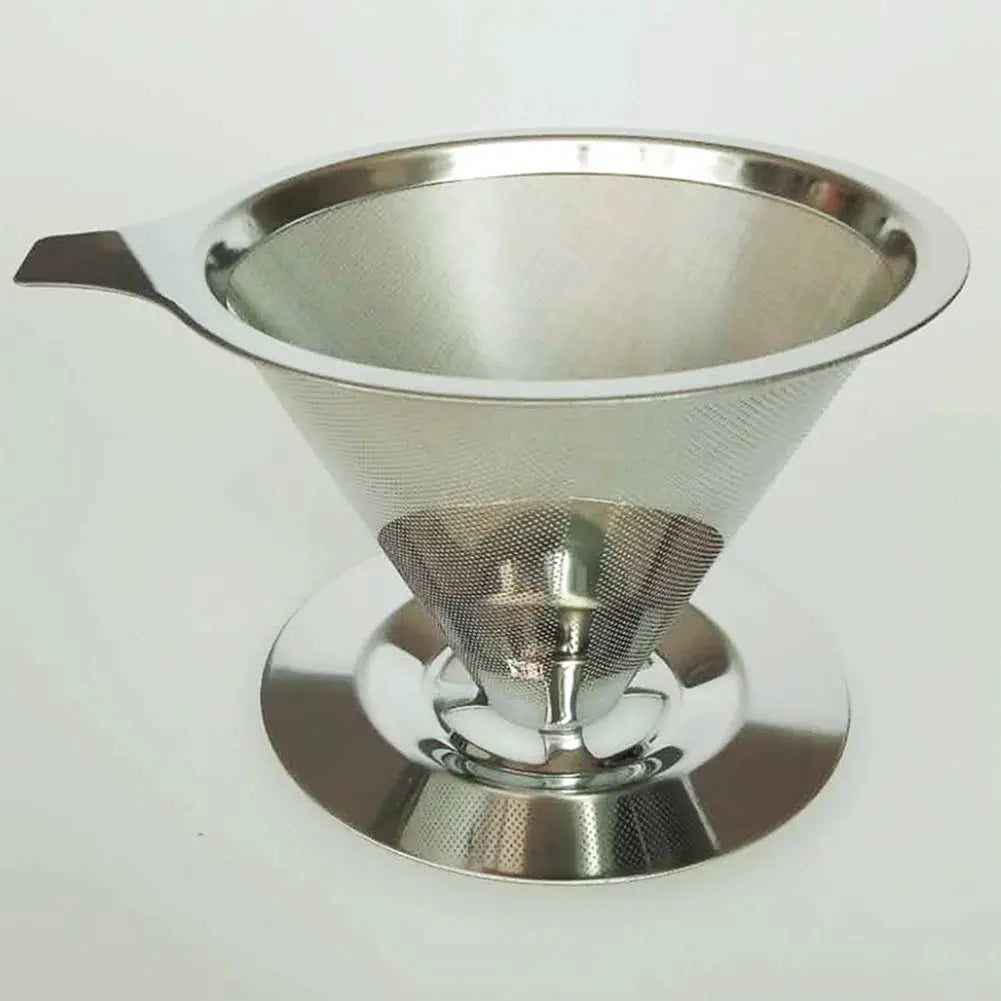 Reusable Coffee Filter Holder Double Layer Stainless Steel Cone Strainer Coffee And Tea Making Tool