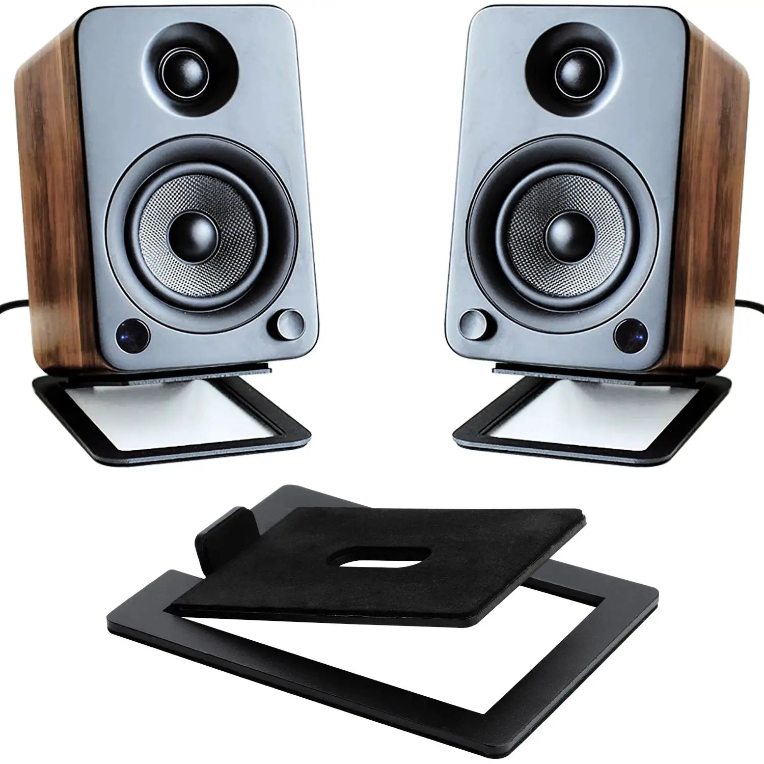 NovaTech Carbon Steel Desktop Speaker Stand With Shock Absorption For Enhanced Sound Quality
