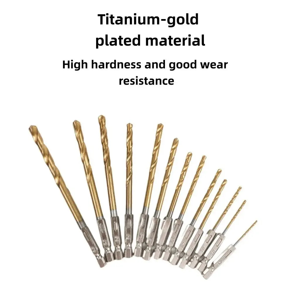 Hex Shank Twist Drill Bit Set Titanium Plated 1.5mm to 6.5mm for Electric Drill Driver