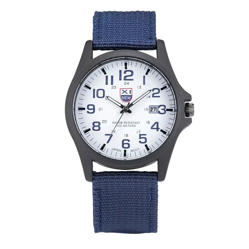 XINEW Mens Nylon Band Quartz Sports Watch With Date Display Casual Everyday Timepiece