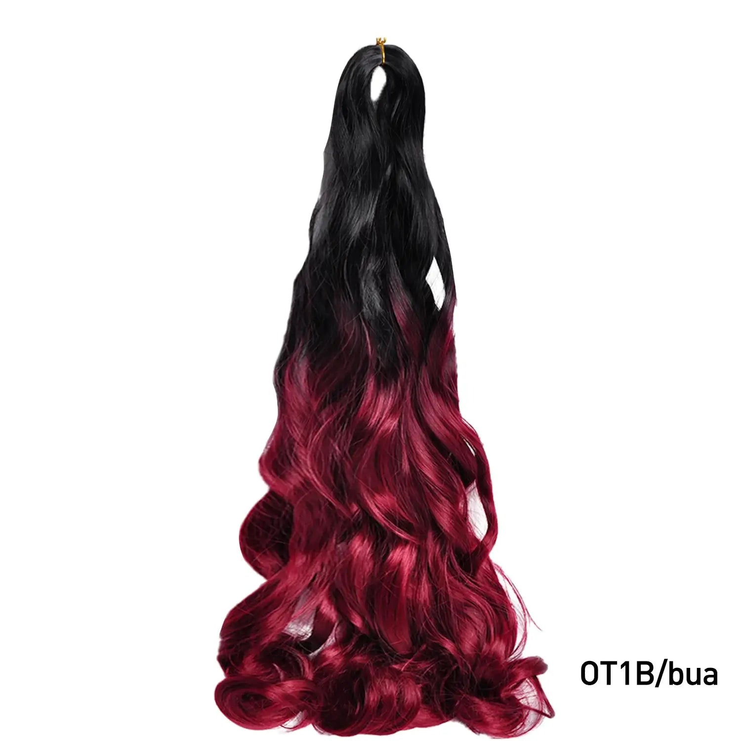 French Curls Braiding Hair 24in by Simples Market, synthetic spiral curls in black-to-burgundy ombre