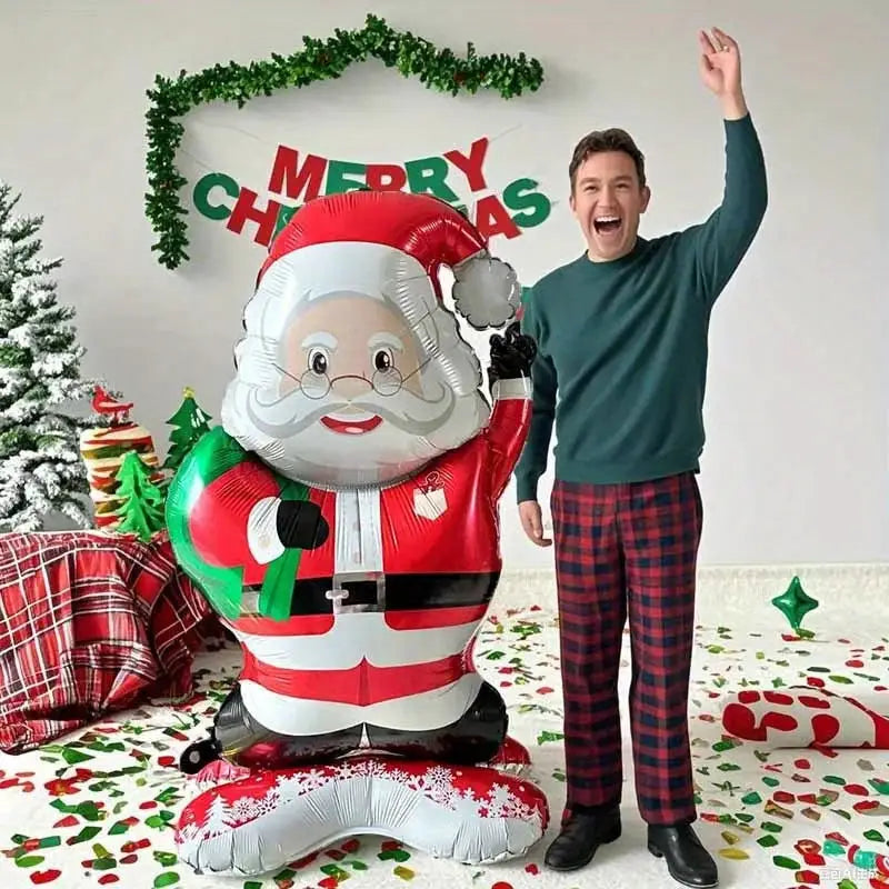 Standing Santa Claus Foil Balloon Half Piece For Christmas Decoration And Holiday Party