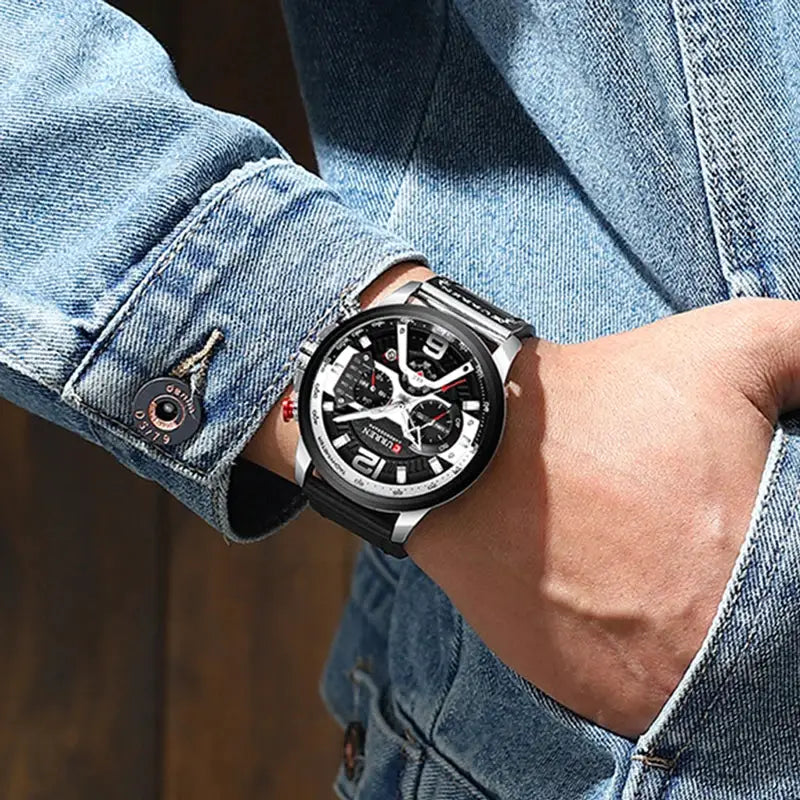 Curren Casual Sport Watch For Men Luxury Military Chronograph With Complete Calendar