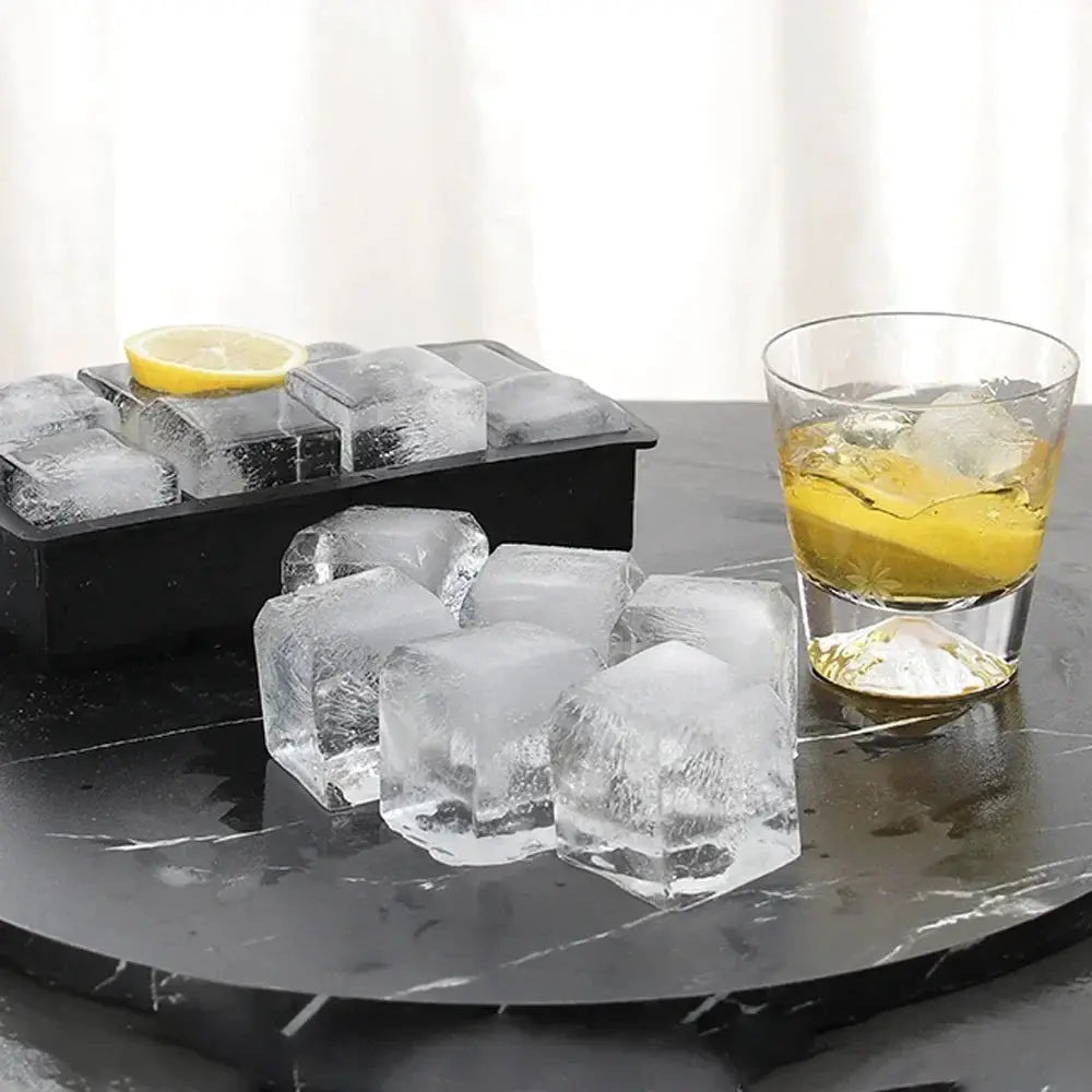 Simples Market silicone ice cube mold set with lid, black square tray, 4/6/8 grid for whiskey
