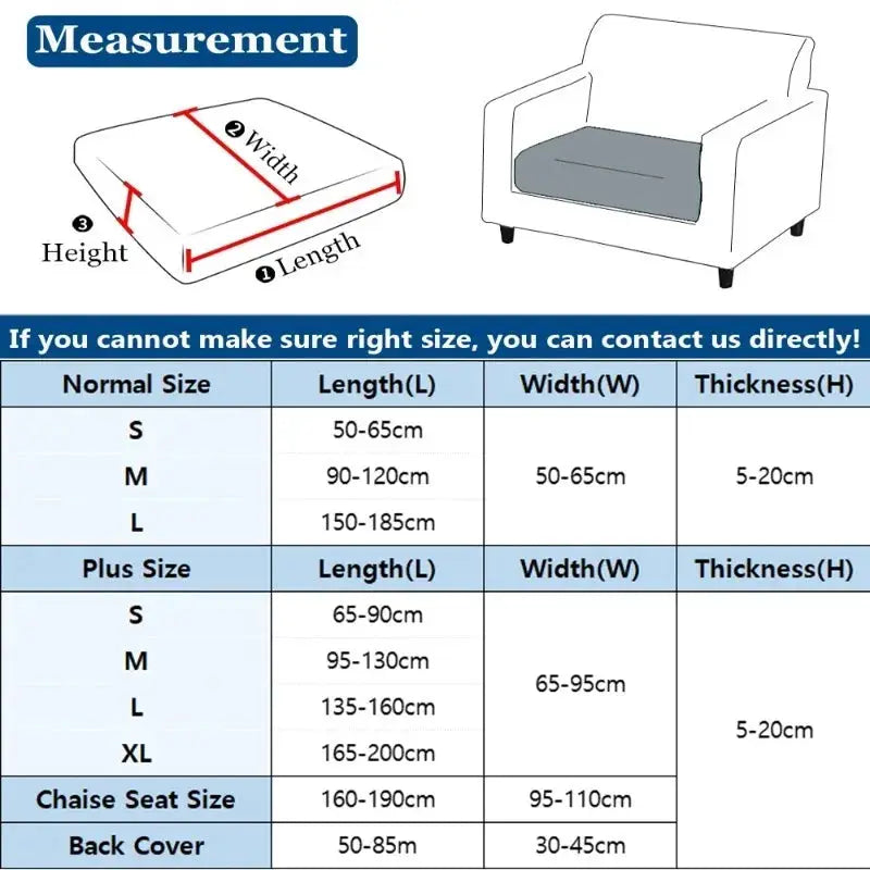 Waffle Jacquard patio sofa cushion slipcover with measurement guide and size chart by Simples Market