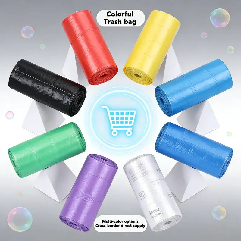 Disposable flat-mouth garbage bag rolls, Simples Market, 45x50cm, thickened and strong, colorful options