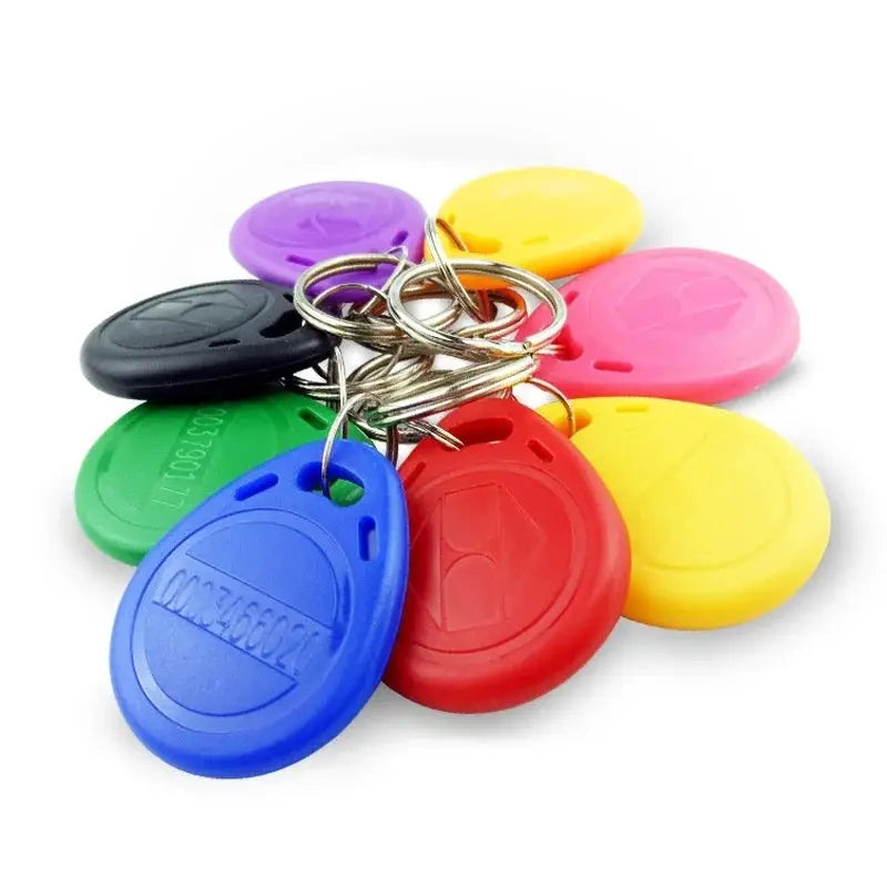 EM4100 125KHz RFID keyfob set with key rings, 10–20 pcs, assorted colors