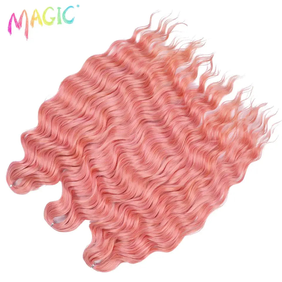 Anna Synthetic Hair 24in water-wave braiding extensions in pink ombre