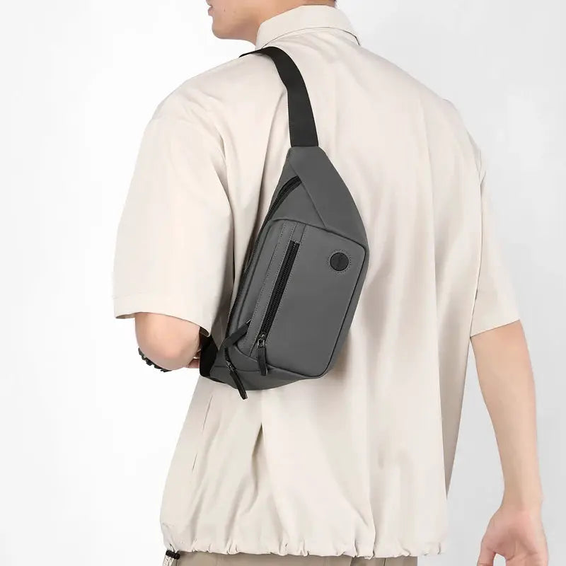 Simples Market unisex waterproof waist bag, gray crossbody belt pouch for travel