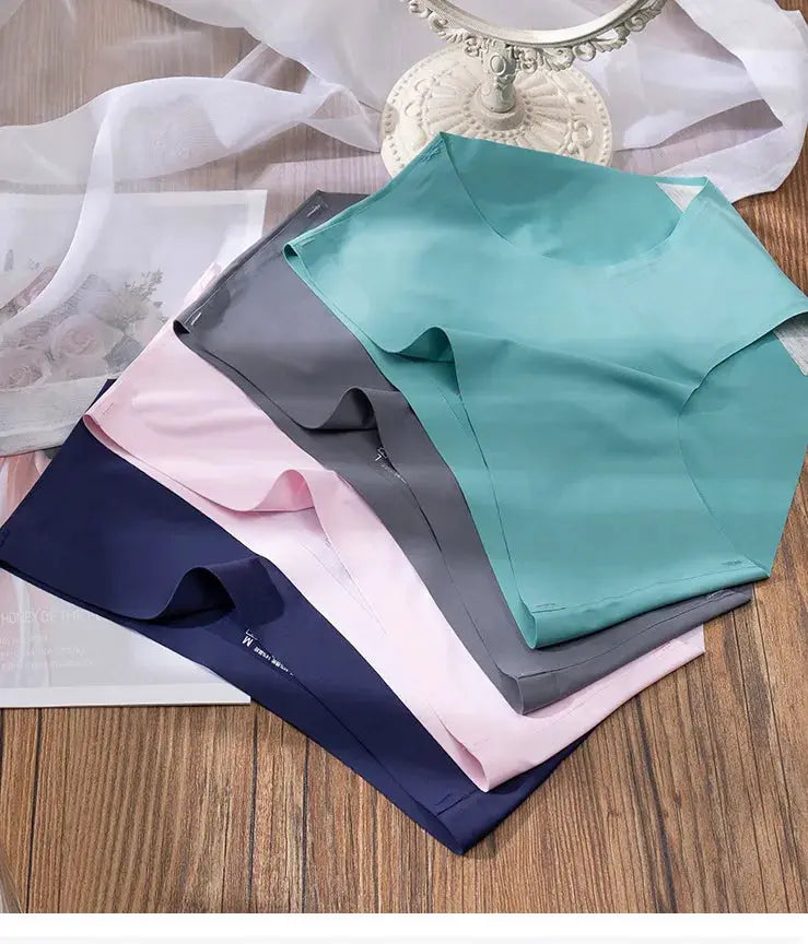 Simples Market ice silk seamless panties, plus-size women's briefs in 5 colors