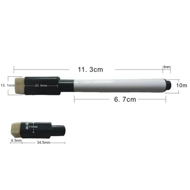 Simples Market whiteboard marker with built-in eraser; white barrel with black end, single marker shown