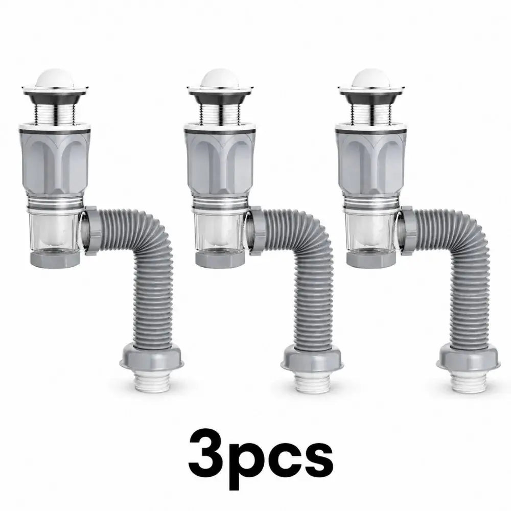 Simples Market 3pcs bathroom sink drain kit with ABS body and stainless steel top, flexible hose
