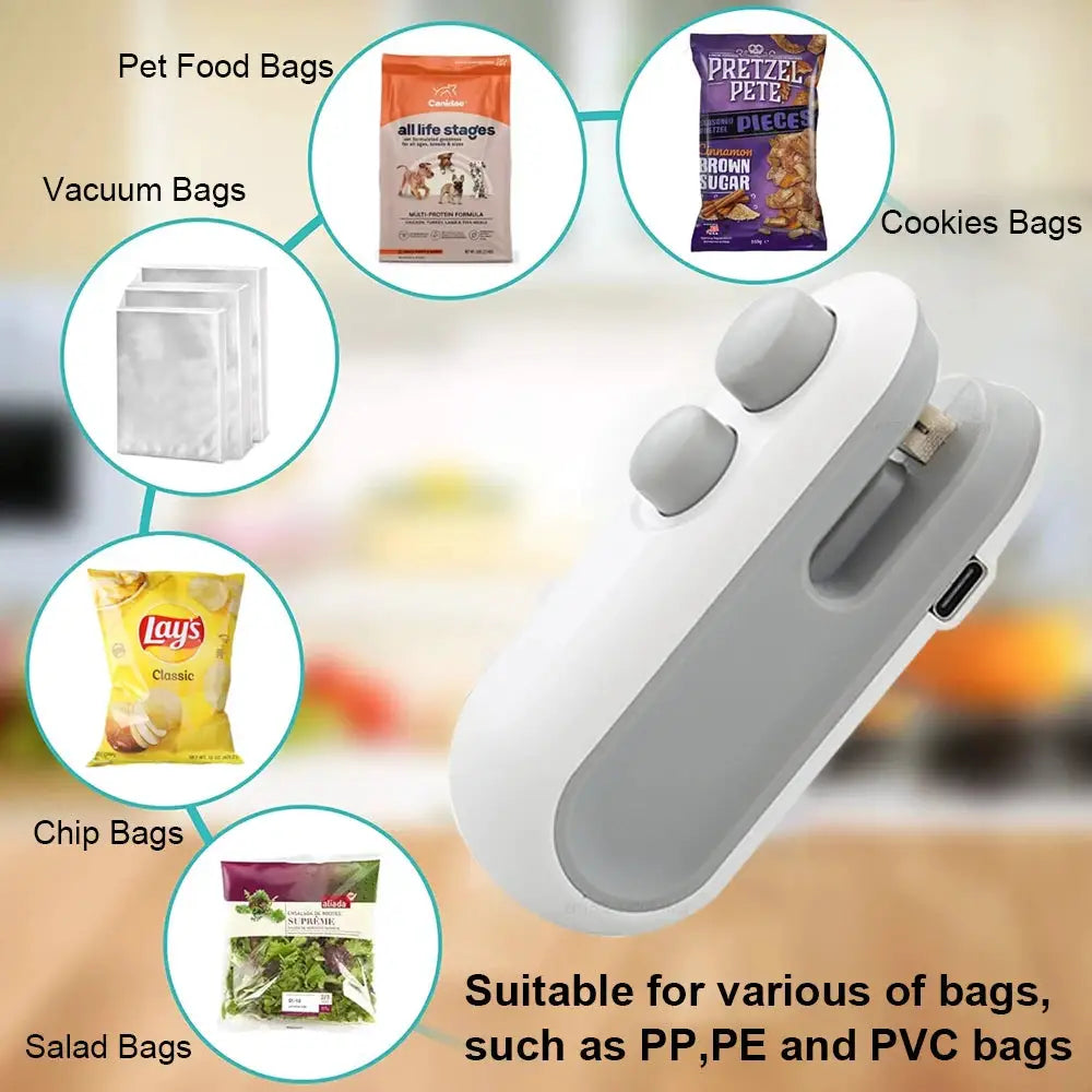 Mini Heat Bag Sealing Machine Handheld Clip Sealer For Plastic Bags, Food Packaging, CE RoHS Raugee