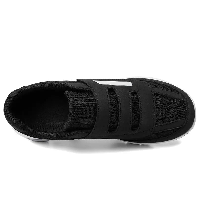 Simples Market black wide-toe sneaker with Velcro straps for swollen feet and diabetic footwear