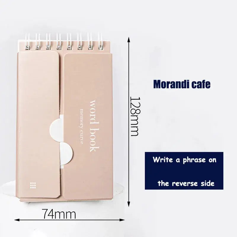 Two pastel pink World Book memory curve notebooks, spiral-bound, 74×128mm.