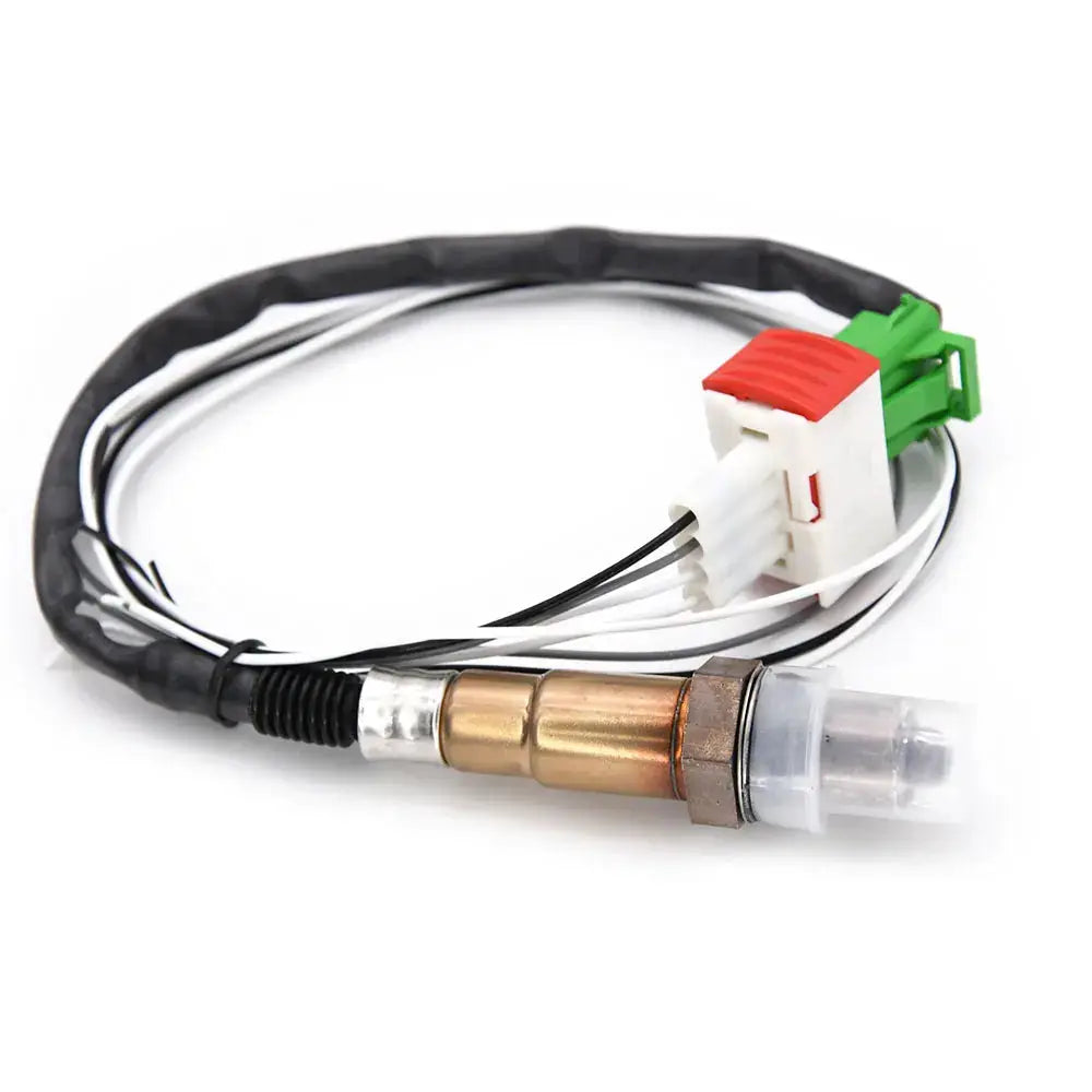 Air fuel ratio AFR gauge kit component: O2 sensor with copper body and white/green multi-wire connector harness
