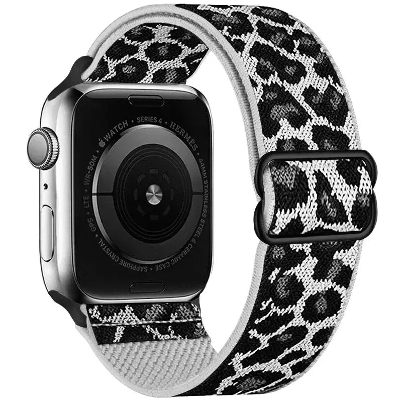 Fashion Leopard Print Nylon Adjustable Strap For Iwatch Band 42mm 46mm 49 45 44 42 41 40 38 For Iwatch Series Ultra 10 9 8 7 SE