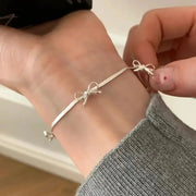Lats Fashion Sweet Bow Bracelet For Women And Girls Sparkling Delicate Ribbon Bowknot Snake Chain Party Jewelry Gift