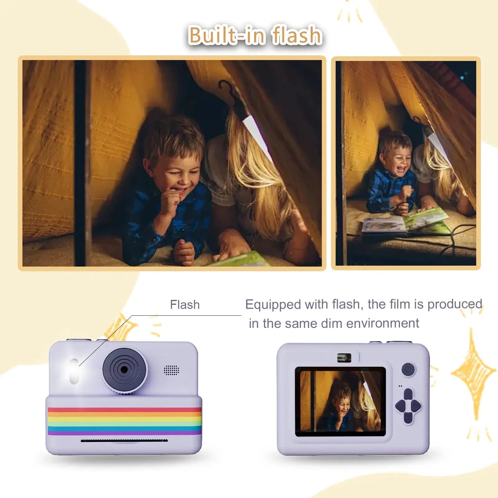 Kids Digital Camera With Mini Thermal Printer Two Point Eight Inch Screen HD Video Instant Photo Print Toy Gift