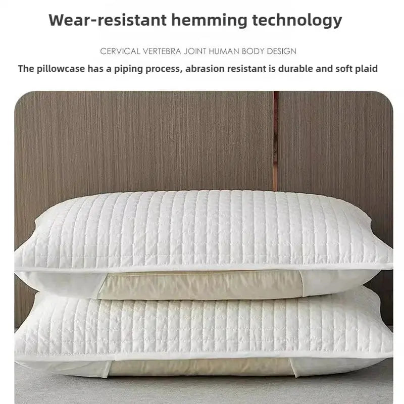 Two white quilted pillow covers, 72x45 cm, anti-mite waterproof protector