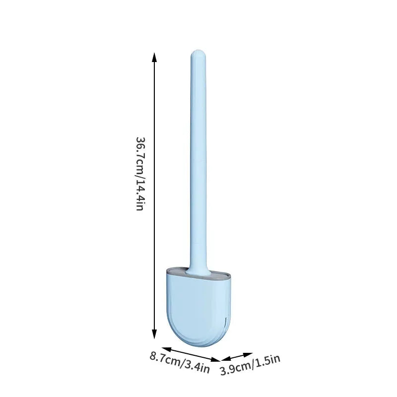 Wall Hanging Long Handle Toilet Brush With Silicone Cleaning Head Durable Easy To Clean For Bathroom Toilet Cleaning