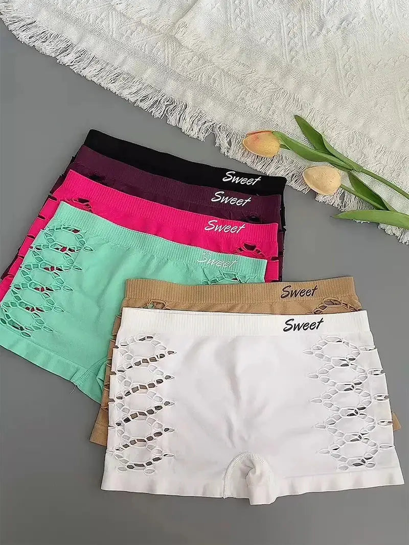 Seamless sports underpants shorts seven-pack with side mesh cutouts; multicolor with Sweet waistband by Simples Market