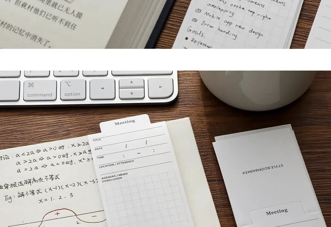 MINKYS memo pads set: kawaii bookmark-style, 24 sheets, weekly planner and meeting notes by Simples Market