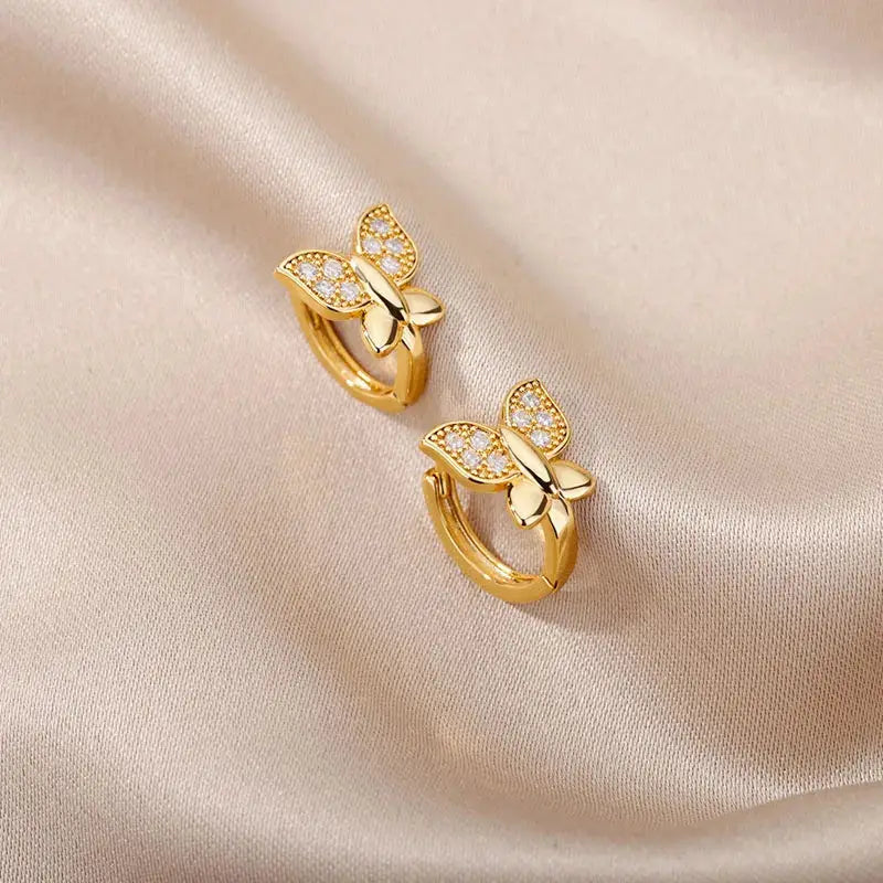 Butterfly Earrings For Women And Girls Stainless Steel Gold Tone Jewelry 2026 Trend Wedding Aesthetic