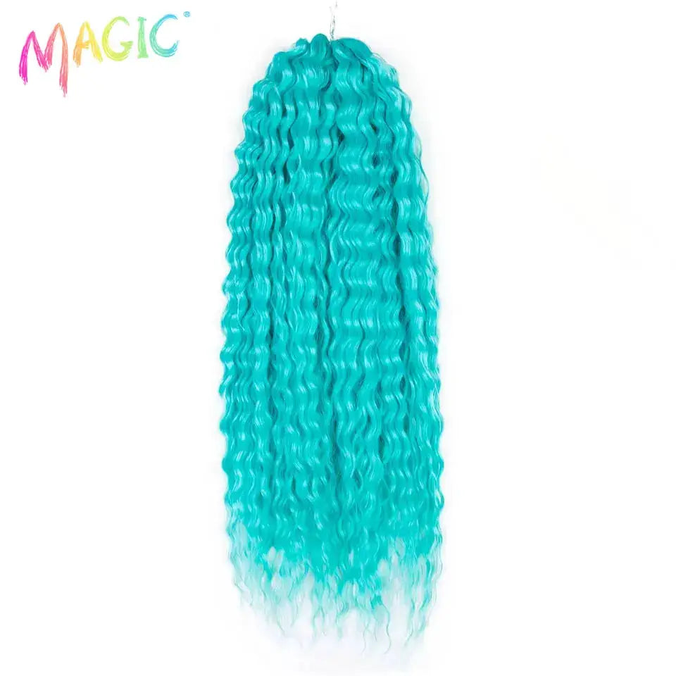 Magic Ariel Curl water wave crochet hair extension, teal blue, 22-inch