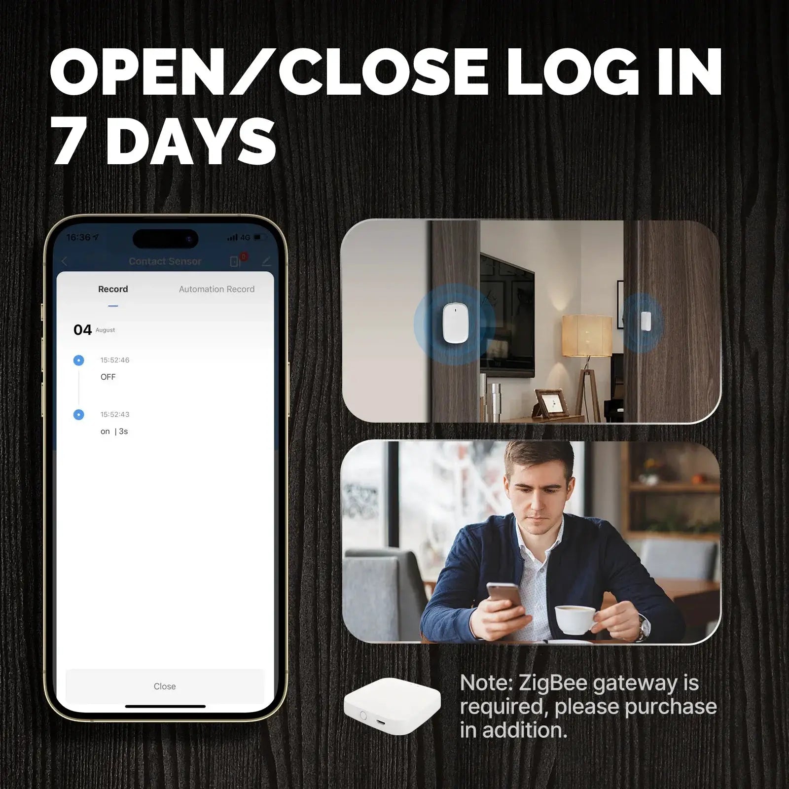 MOES ZigBee window/door sensor with gateway and TUYA app control