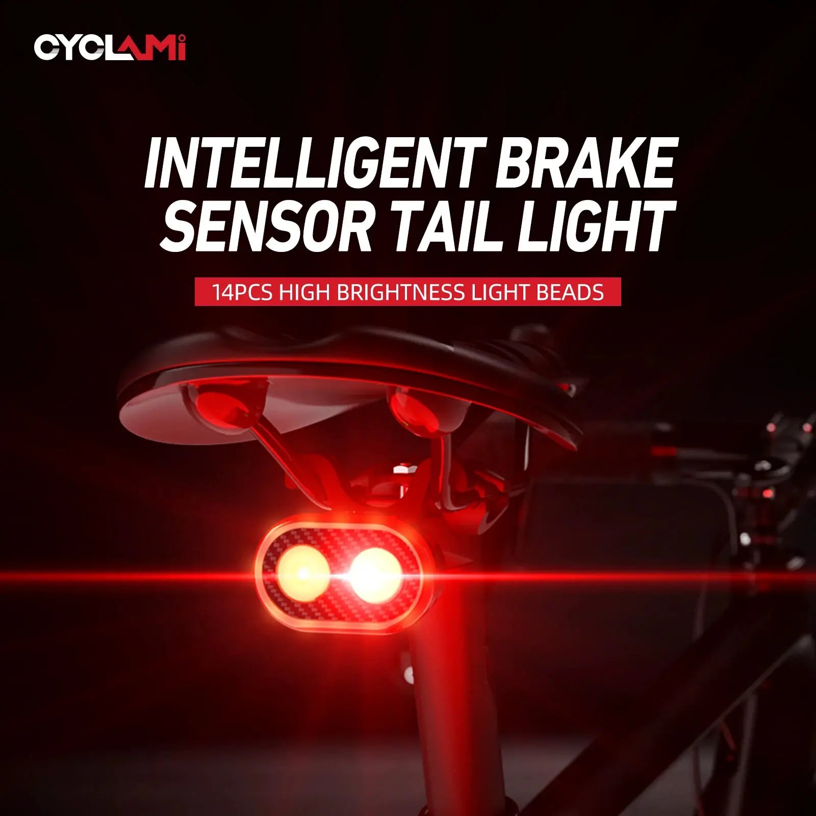 CYCLAMI CY200 Bike Smart Brake Sensing Rear Light IPX6 Waterproof LED Charging Taillight for Cycling
