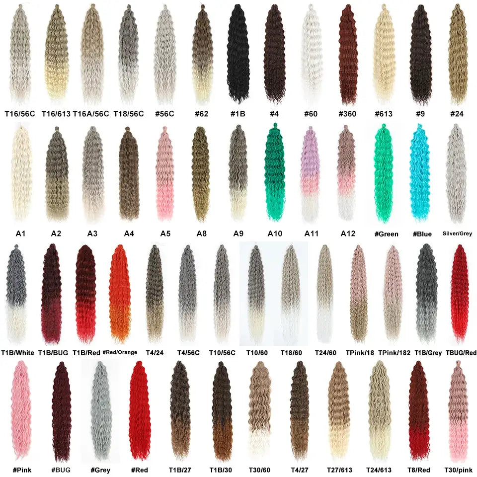 Ariel Curl Synthetic Crochet Hair extensions by Simples Market in assorted ombre and solid colors