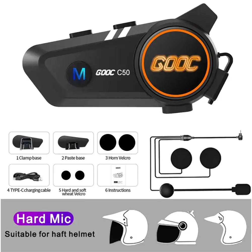 RiderPro Bluetooth 5.3 Helmet Headset Waterproof Hands Free Calls MP3 Music Player For Motorcycle