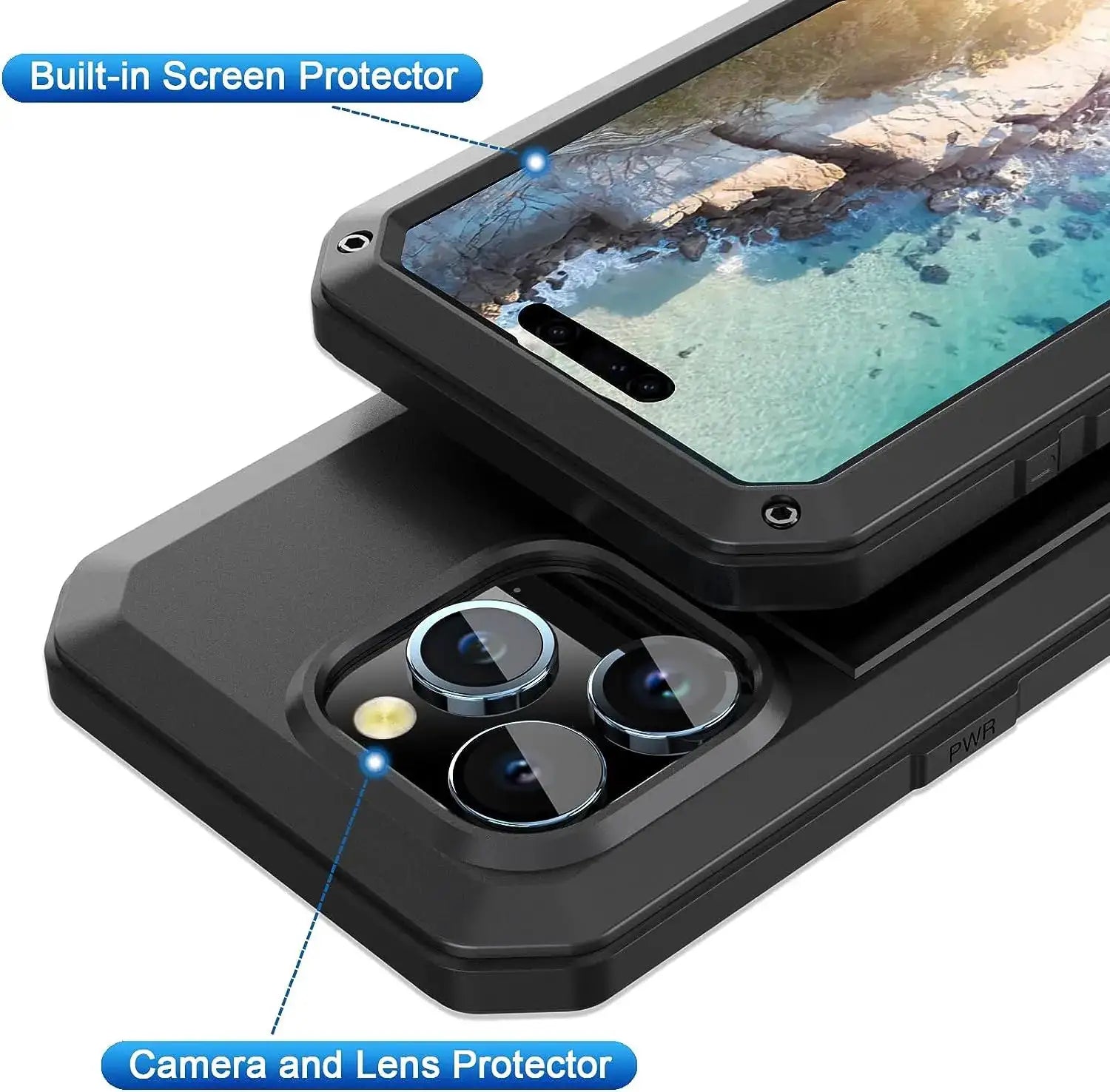 Simples Market rugged aluminum iPhone tank case with built-in screen protector and camera lens protector