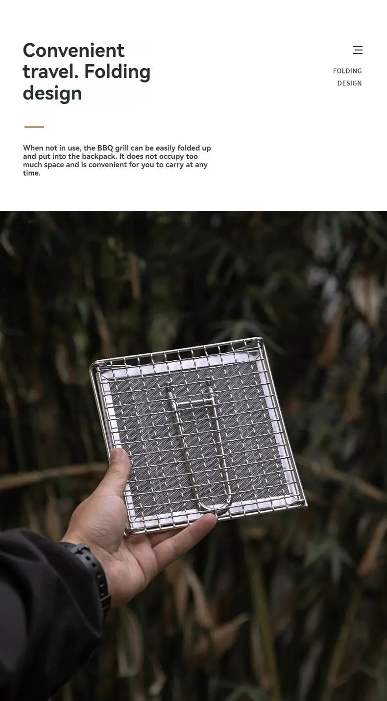 Simples Market CAMPINGMOON 304 stainless steel folding grill net, square outdoor grilling rack.