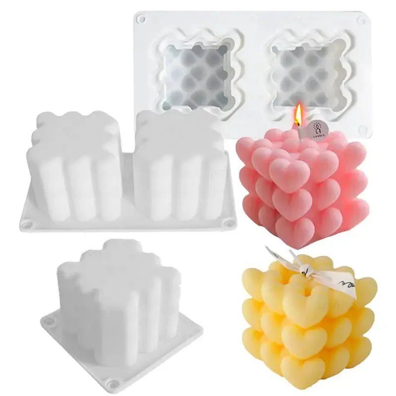 Silicone Candle Mold Kit Set Heart Ball Pyramid Honeycomb For Candle Making Soap Chocolate Resin Gifts Craft Home Decor - Simples Market