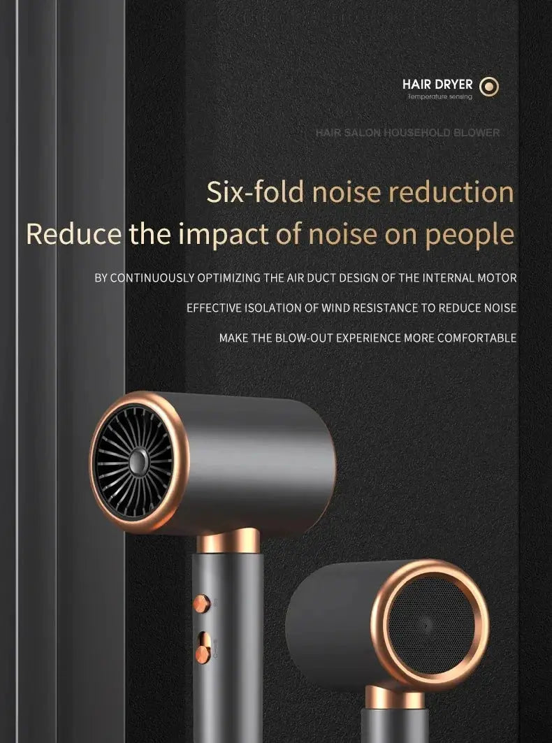 HOMEFISH 2000W salon hair dryer with copper accents and black finish by Simples Market.
