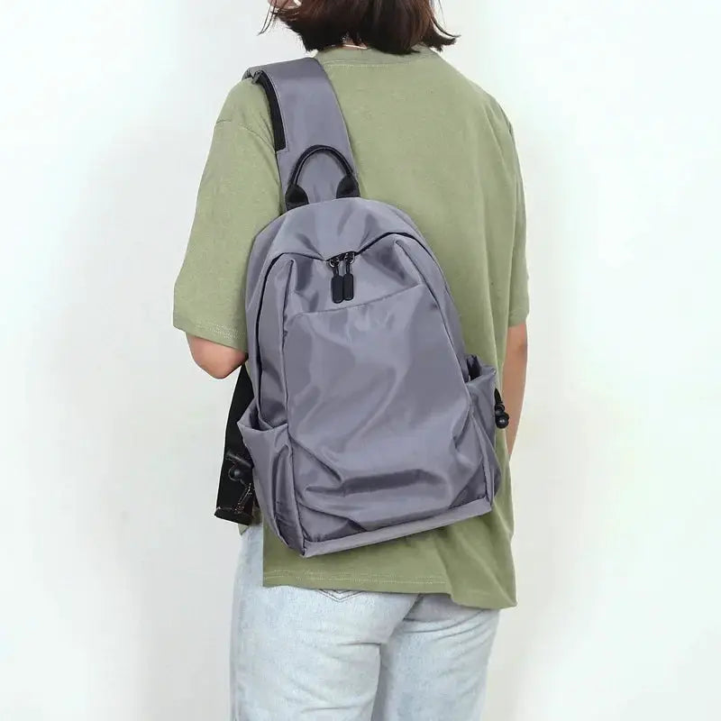 Men's chest bag, large grey canvas crossbody bag from Simples Market