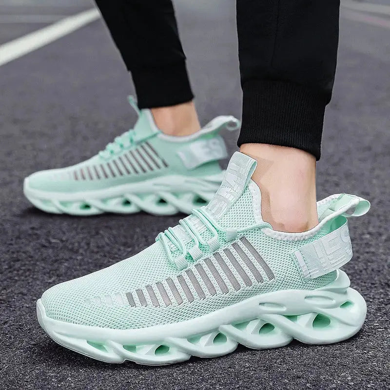 Unisex mint green breathable mesh sneakers by Simples Market, pair of running shoes