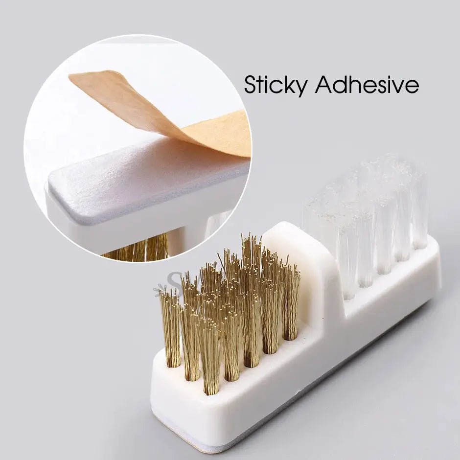 Electric Nail Grinding Head Cleaning Brush With Dual Copper Wire And Fiber Cleaning Heads